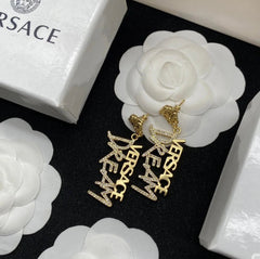 Vintage Diamond Letter Tassel Earrings
