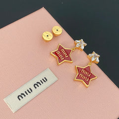 Pentagram Diamond Pendant Earrings