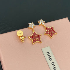 Pentagram Diamond Pendant Earrings