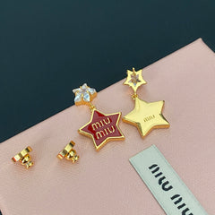 Pentagram Diamond Pendant Earrings