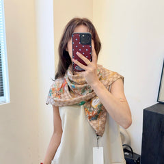 Classic silk printed floral shawl