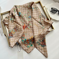 Classic silk printed floral shawl