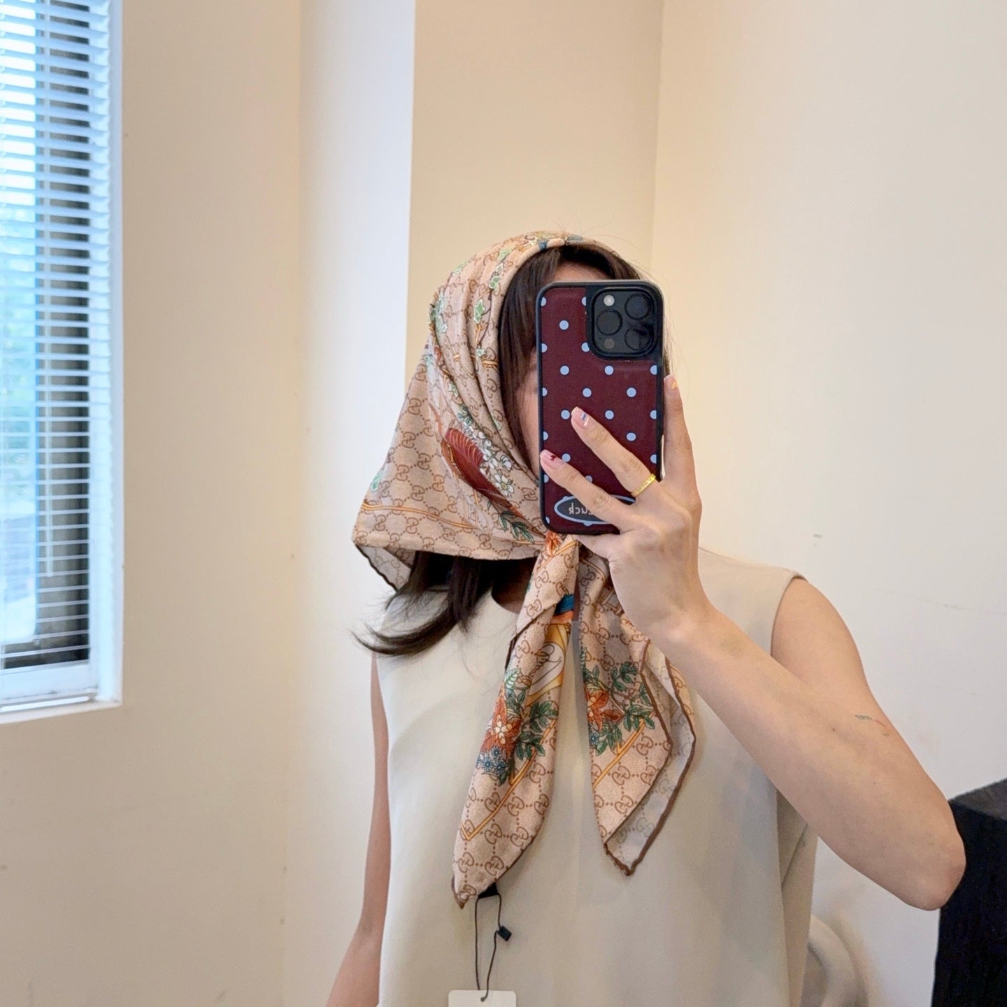 Classic silk printed floral shawl