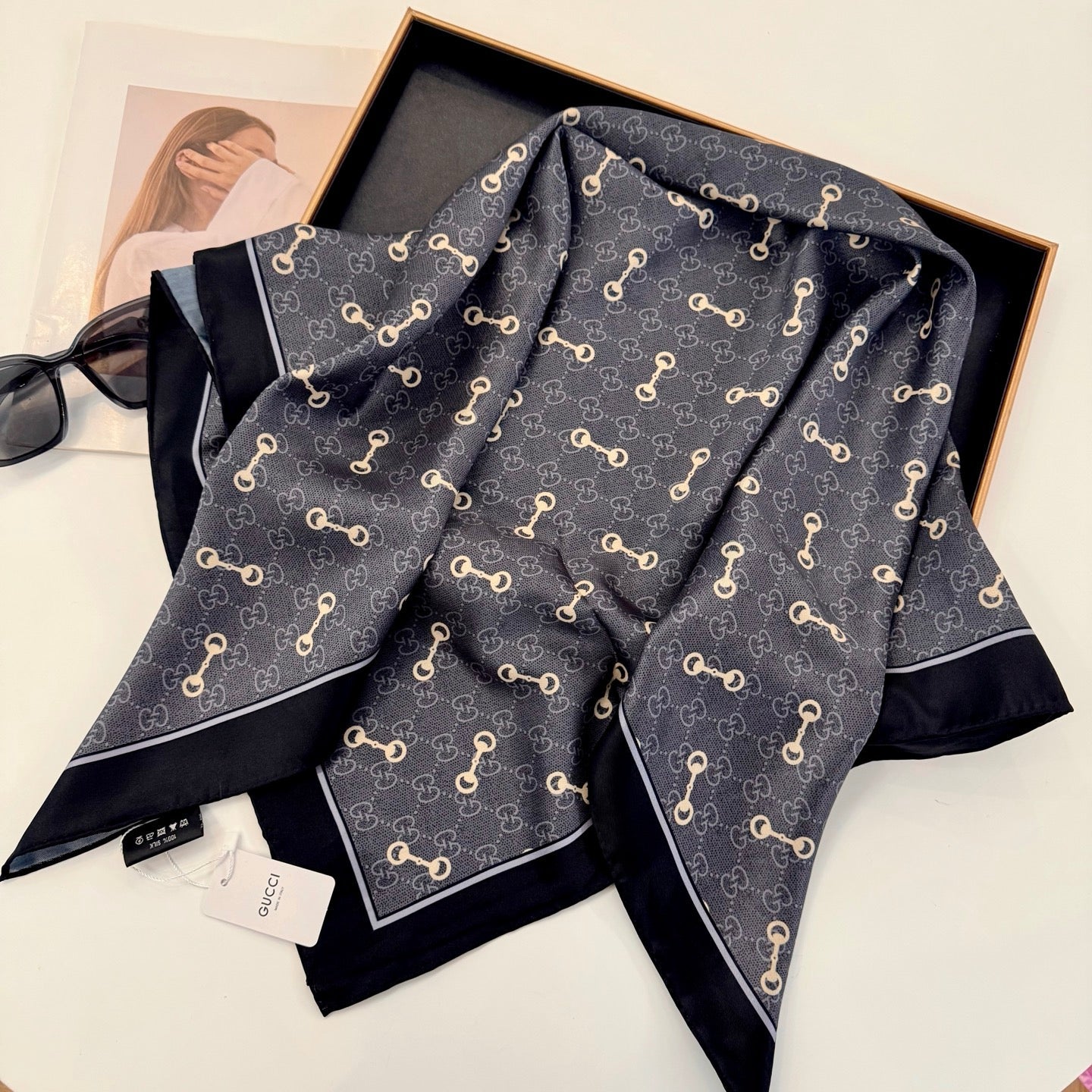 Classic Silk Printed Black Shawl