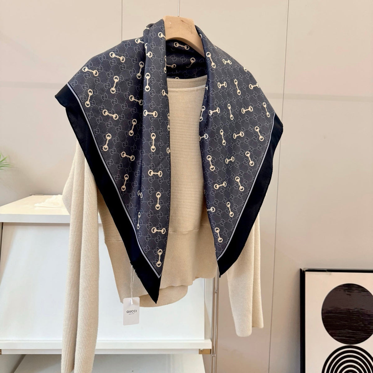 Classic Silk Printed Black Shawl