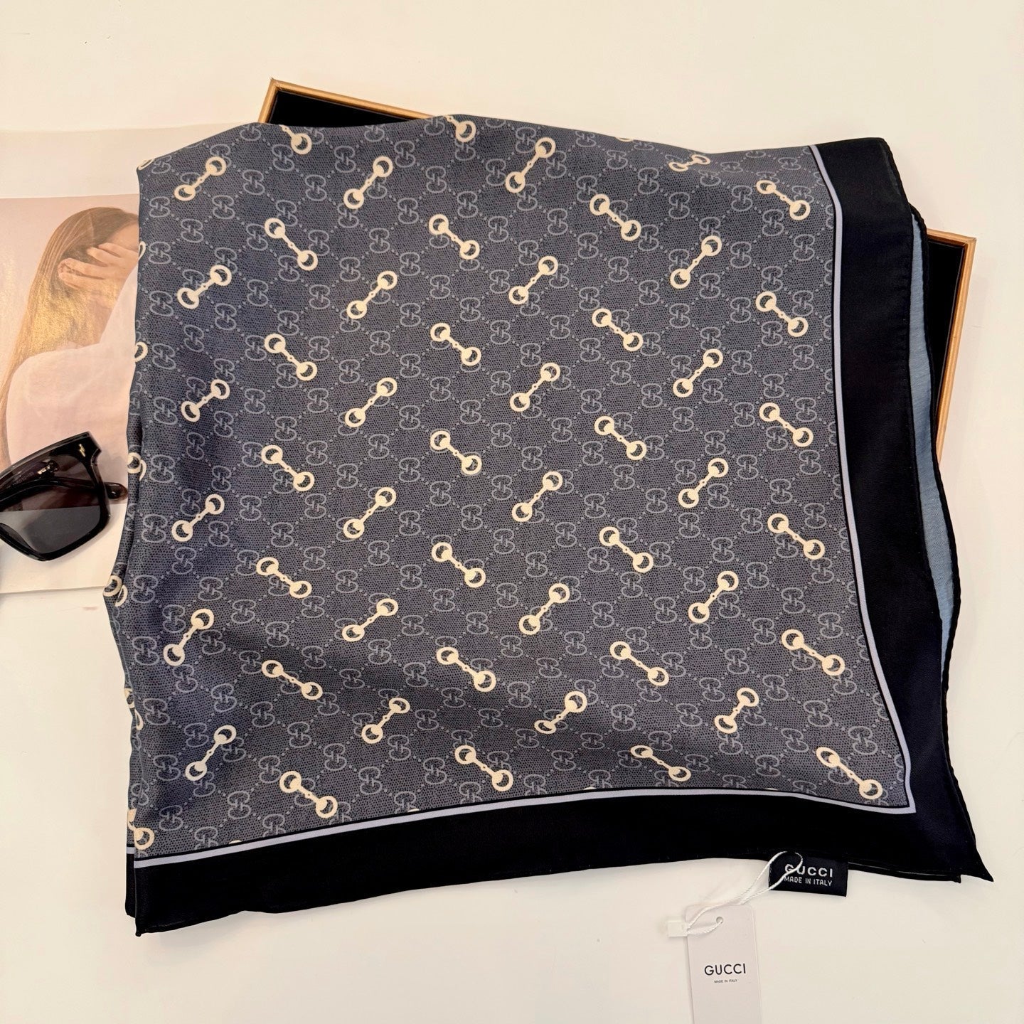Classic Silk Printed Black Shawl