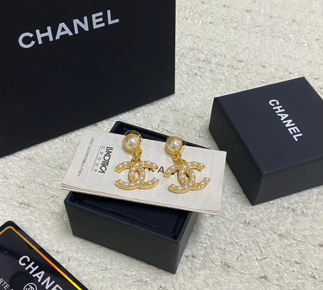 Elegant Pearl Letter Earrings