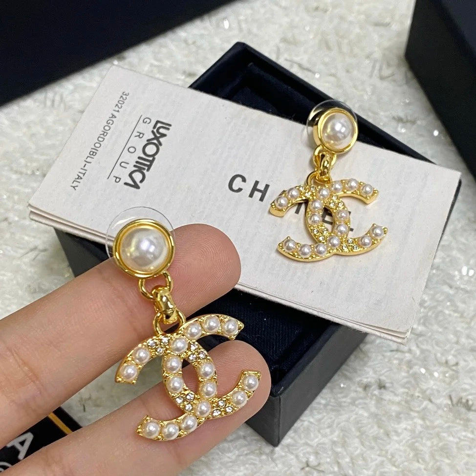 Elegant Pearl Letter Earrings