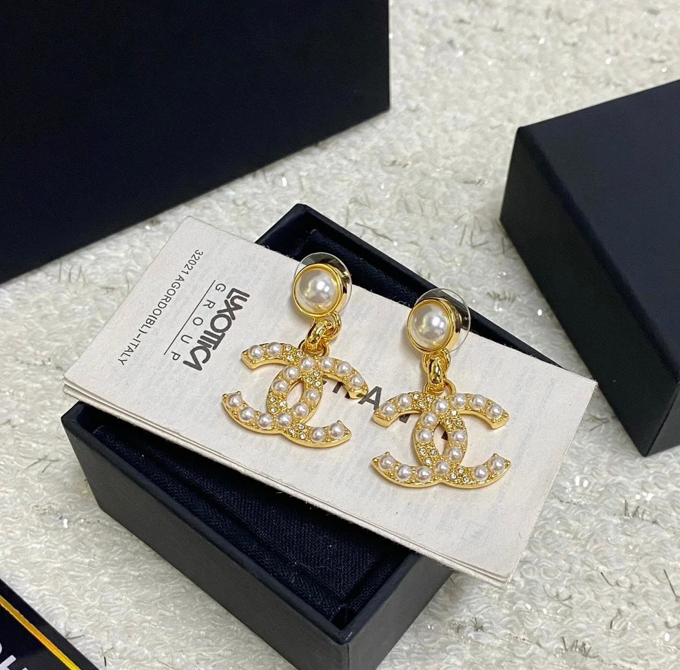 Elegant Pearl Letter Earrings