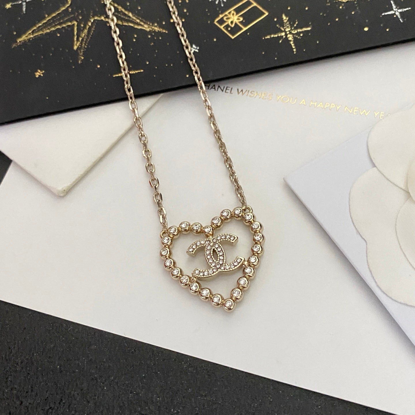 Hollow Heart Diamond Necklace