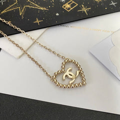 Hollow Heart Diamond Necklace