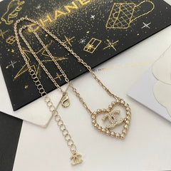 Hollow Heart Diamond Necklace
