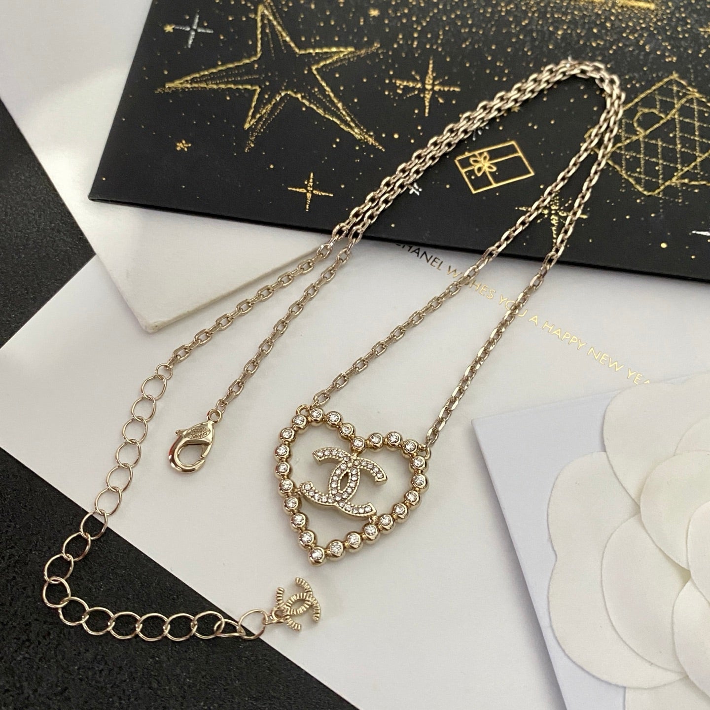 Hollow Heart Diamond Necklace