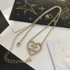 Hollow Heart Diamond Necklace