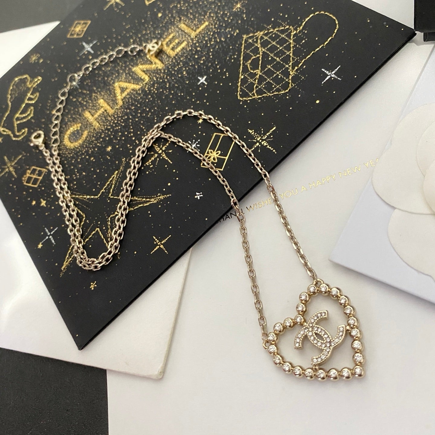 Hollow Heart Diamond Necklace
