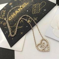 Hollow Heart Diamond Necklace