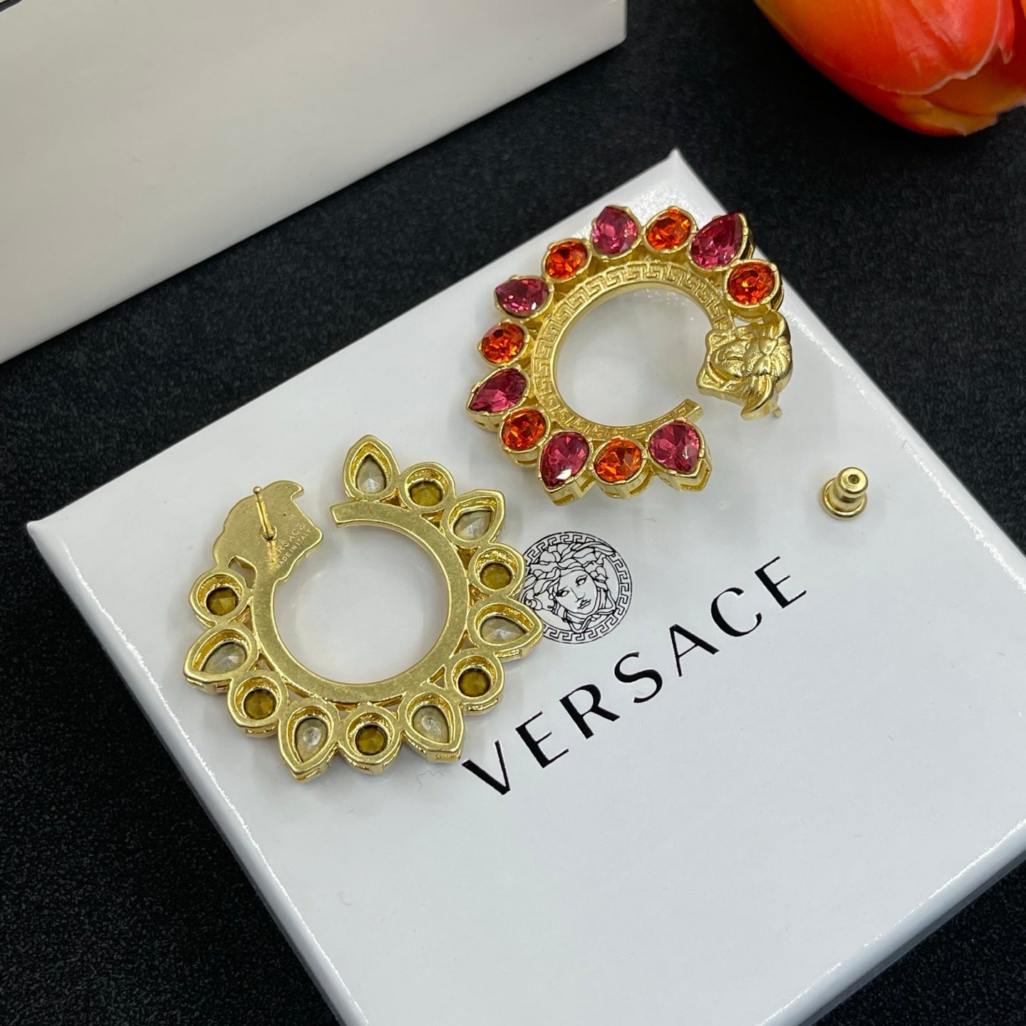 Colored Gemstone Hoop Earrings