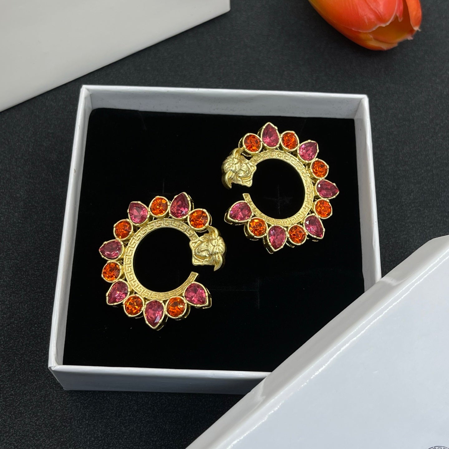 Colored Gemstone Hoop Earrings