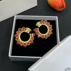 Colored Gemstone Hoop Earrings