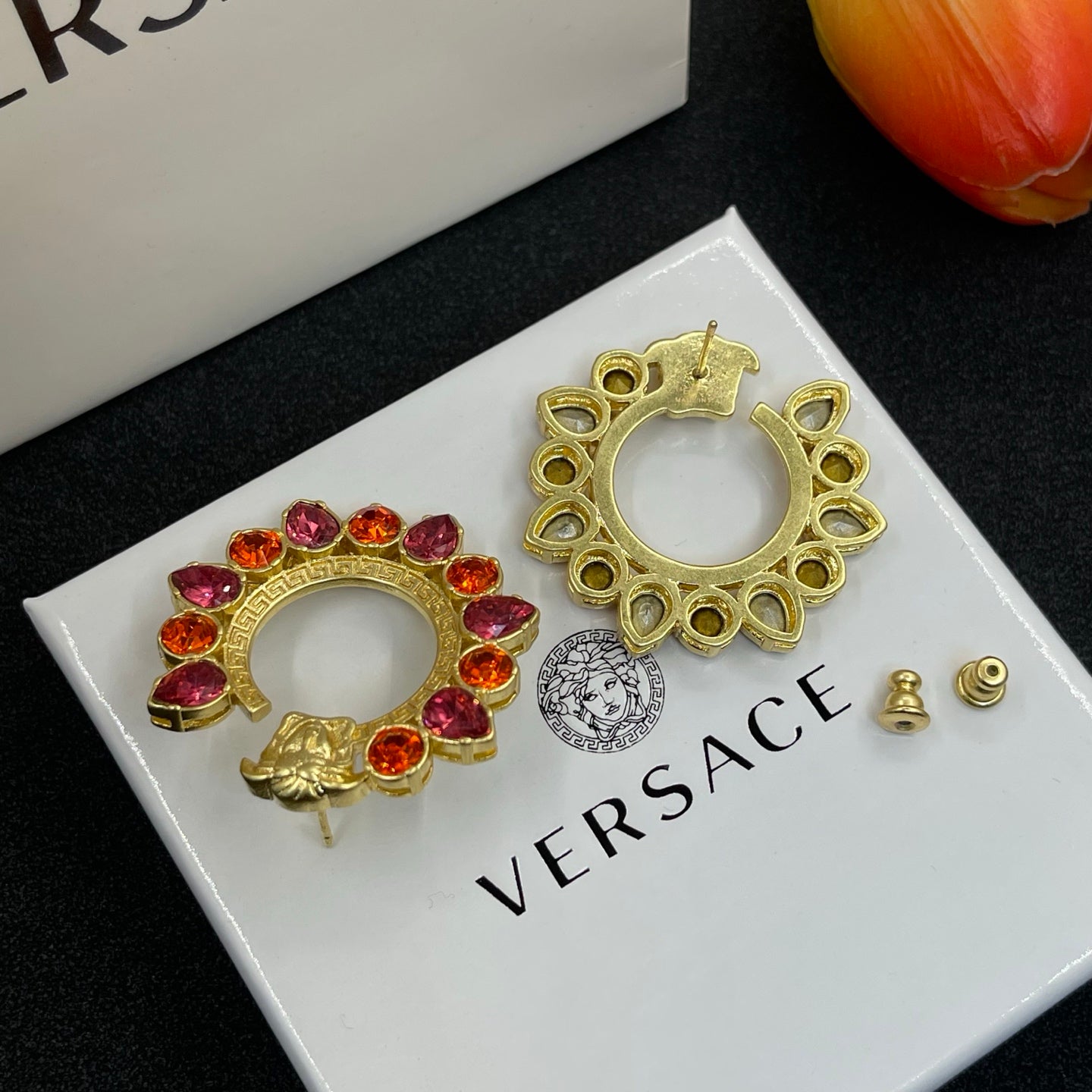 Colored Gemstone Hoop Earrings