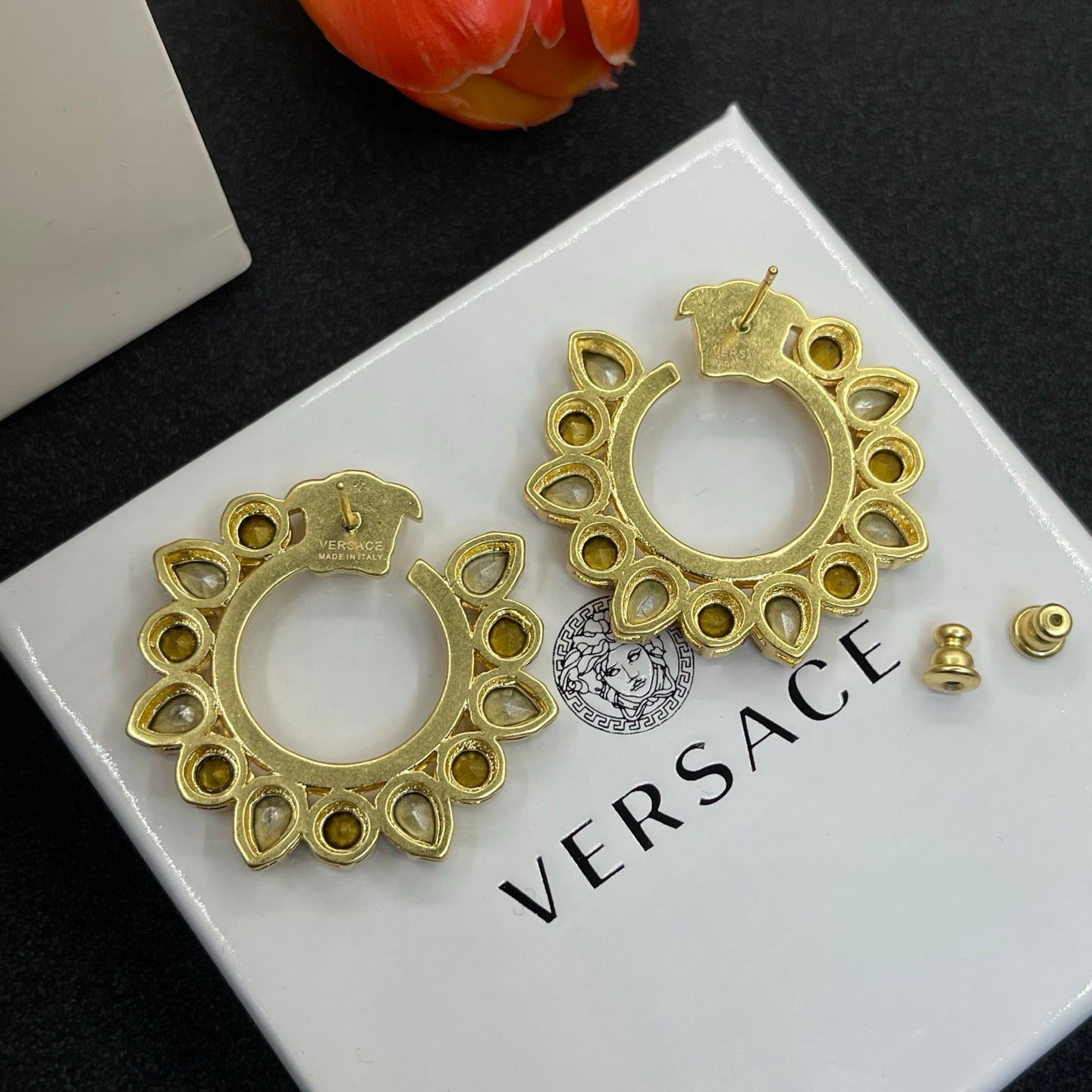 Colored Gemstone Hoop Earrings
