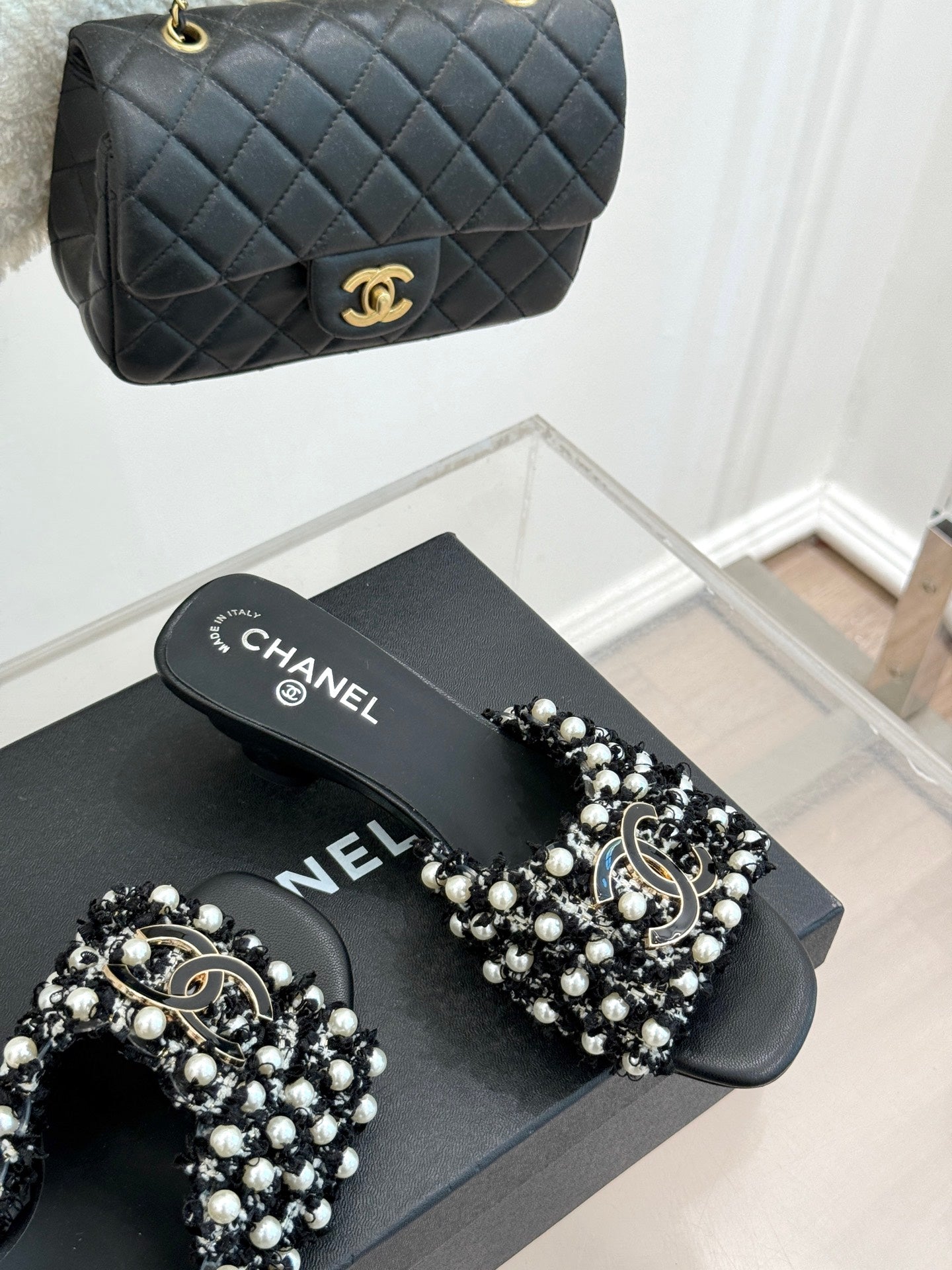 Elegant pearl kitten heel sandals