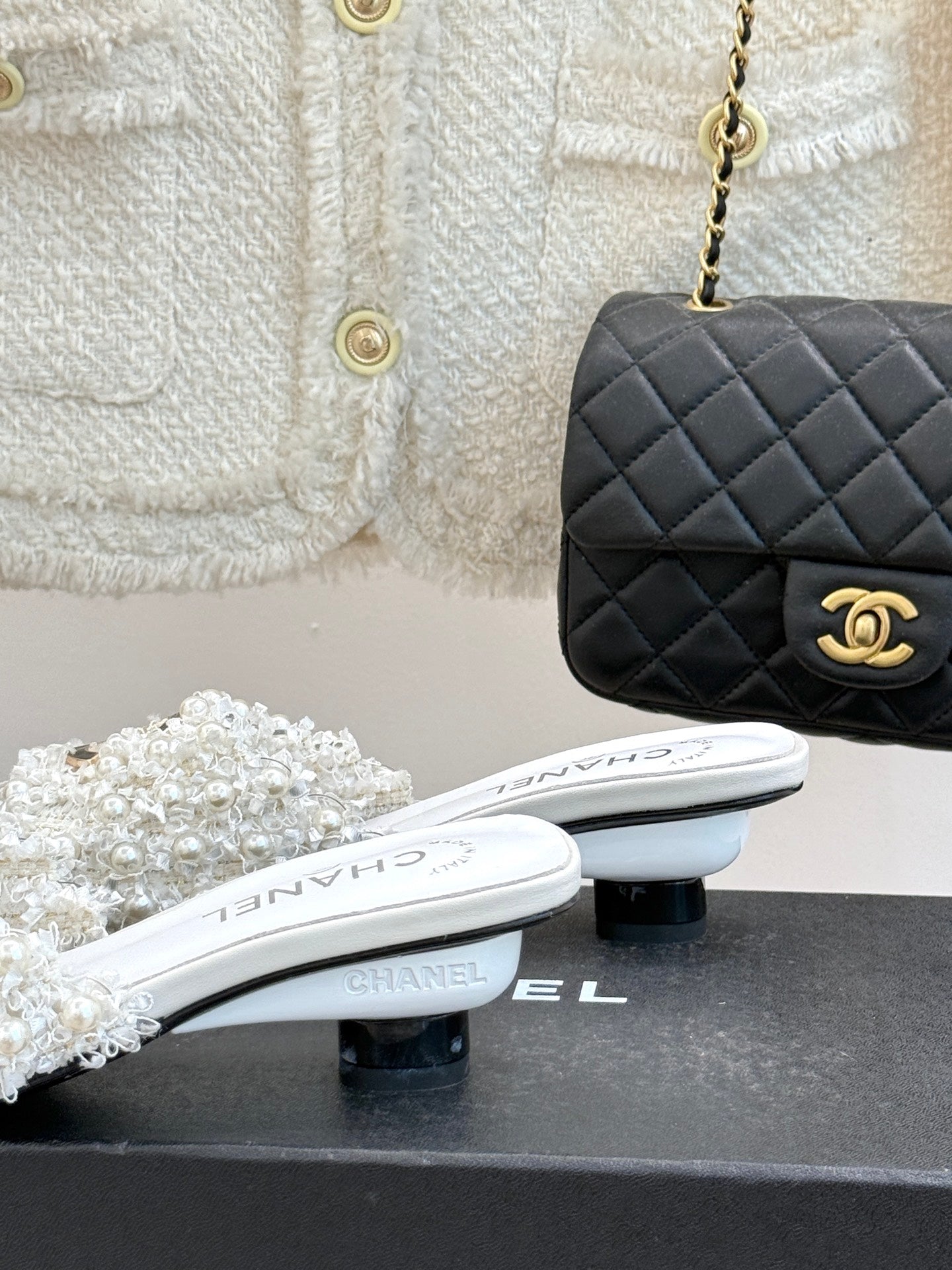 Elegant pearl kitten heel sandals