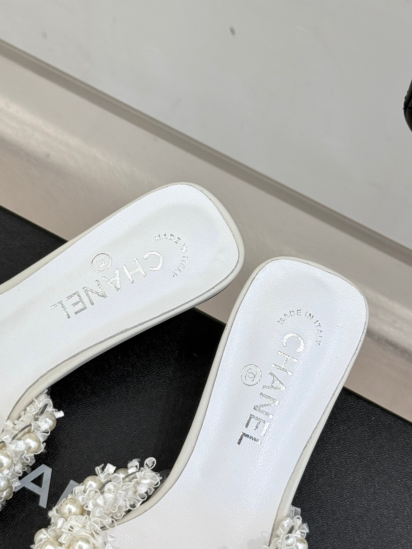 Elegant pearl kitten heel sandals