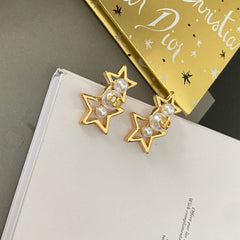 Fashionable Star Pearl Earrings