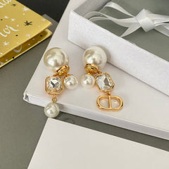 Asymmetrical Crystal Pearl Earrings