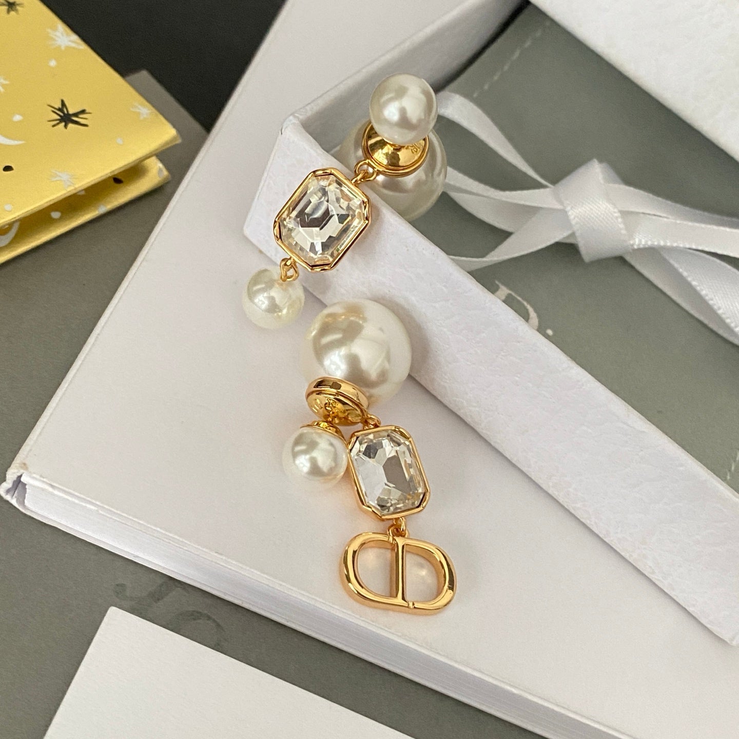 Asymmetrical Crystal Pearl Earrings