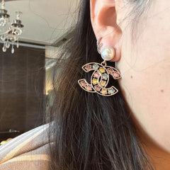 Colorful Star Diamond Pearl Earrings