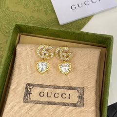 Sparkling Diamond Heart Drop Earrings