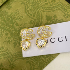 Sparkling Diamond Heart Drop Earrings