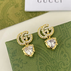 Sparkling Diamond Heart Drop Earrings