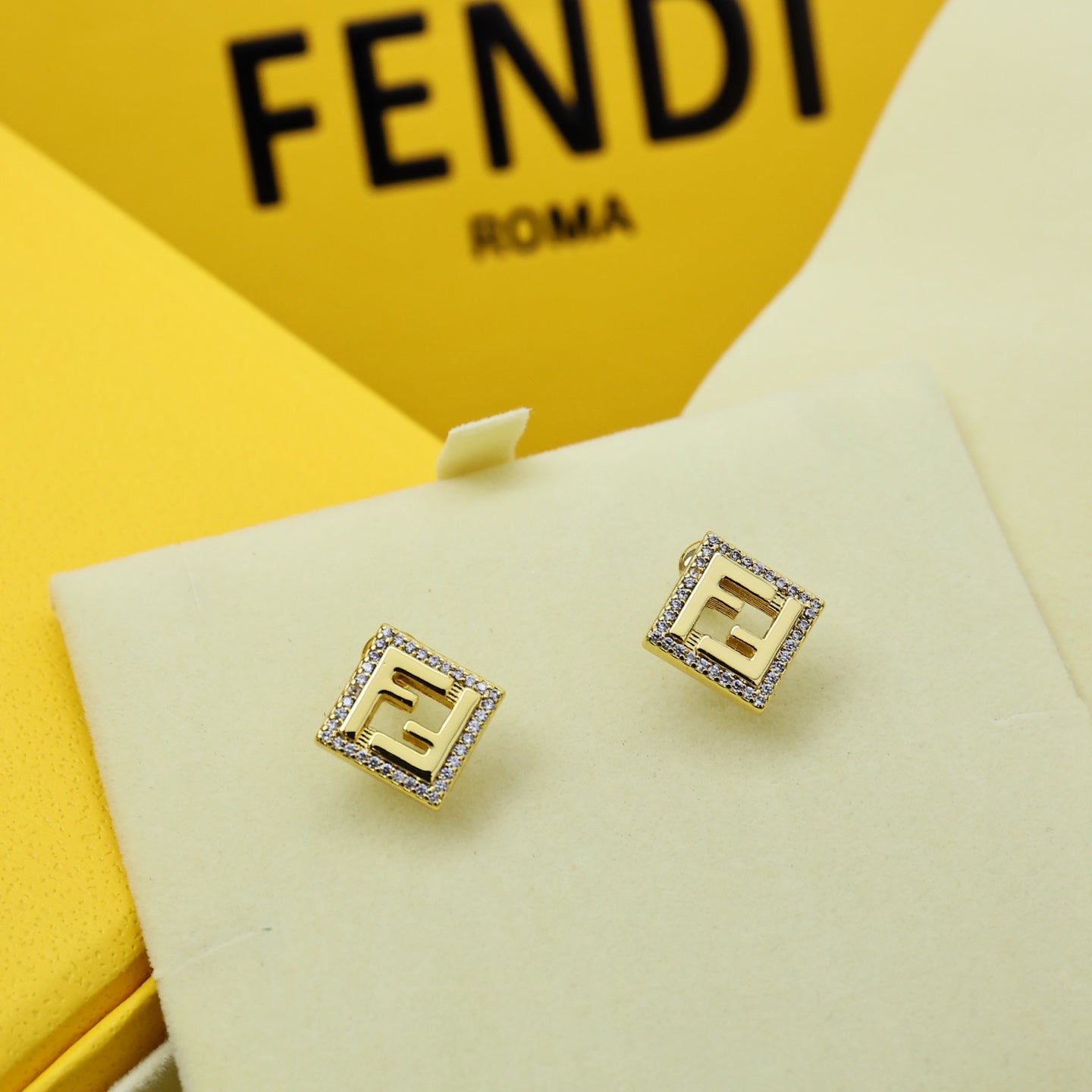 Full Diamond Square Letter Earrings