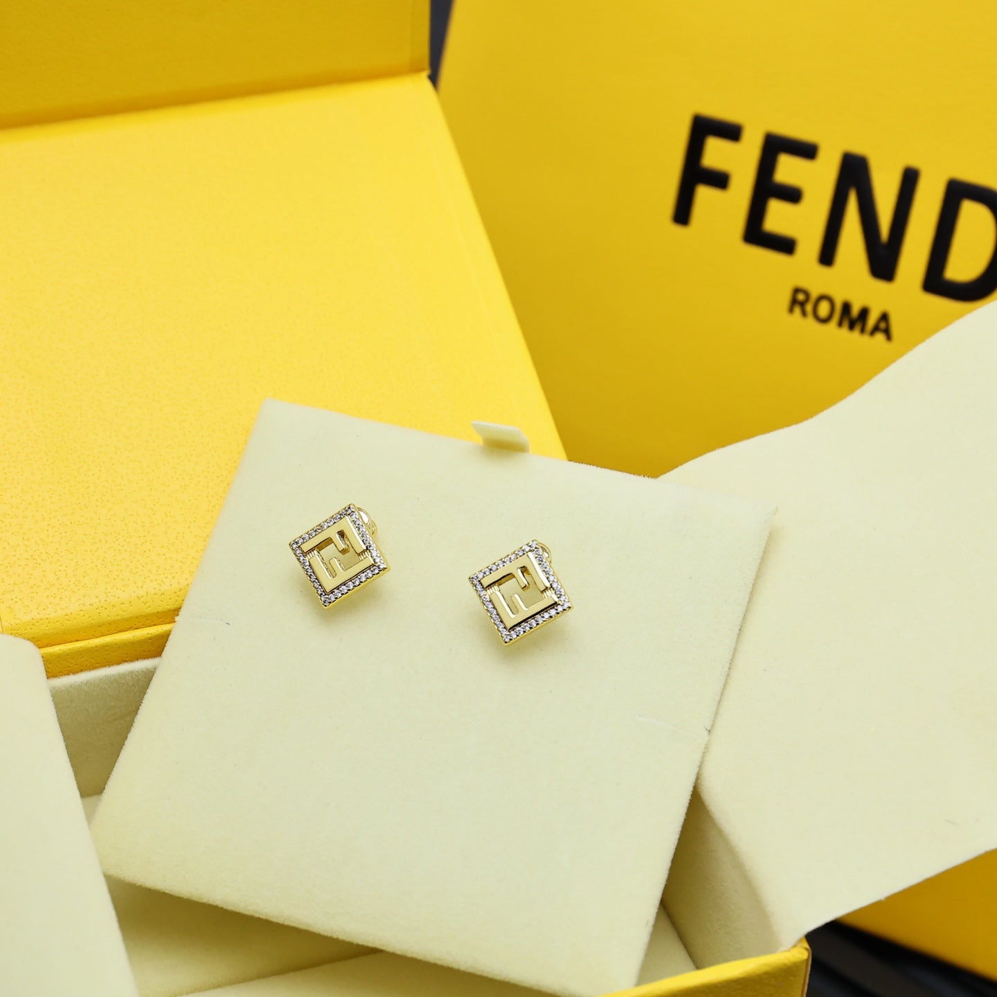 Full Diamond Square Letter Earrings