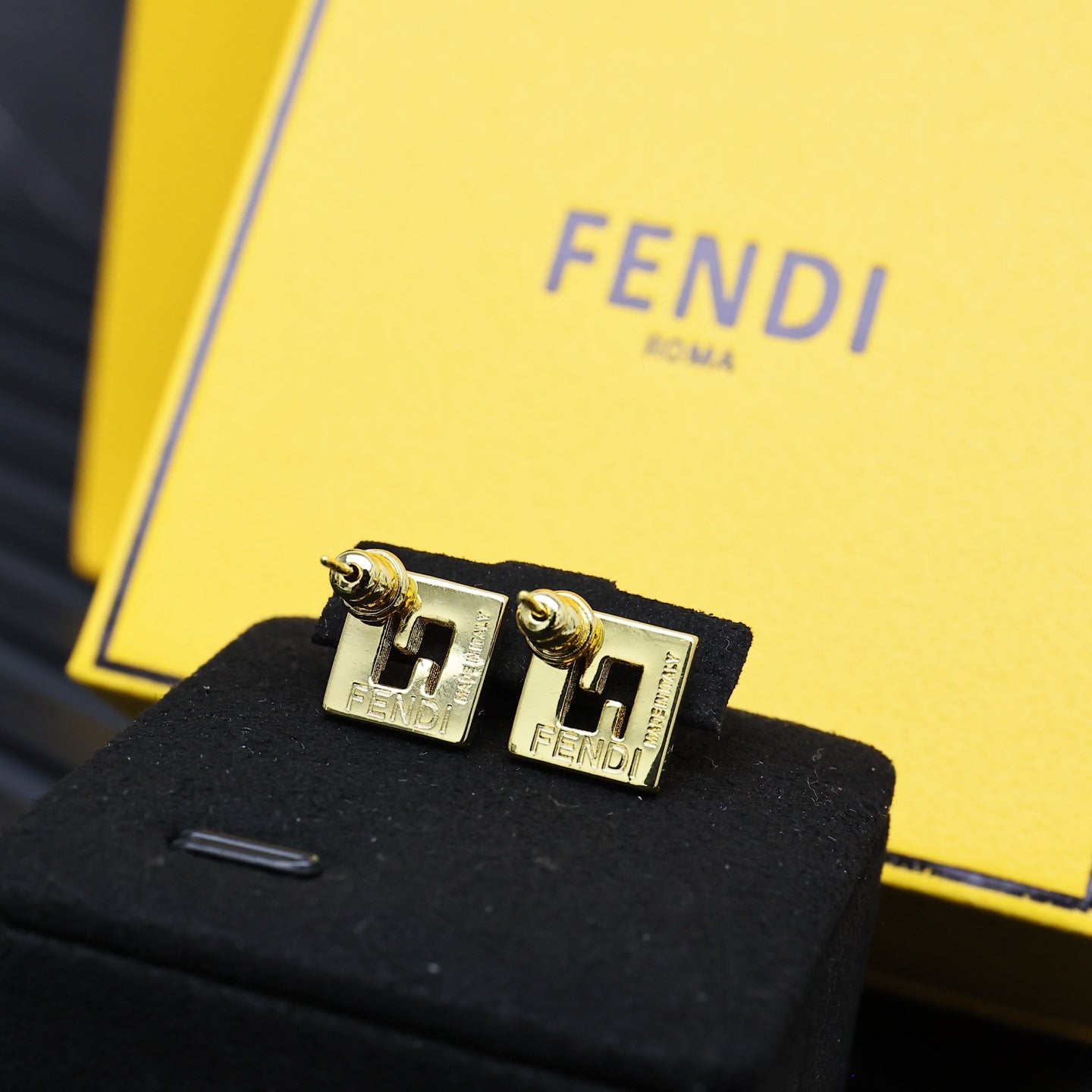 Full Diamond Square Letter Earrings