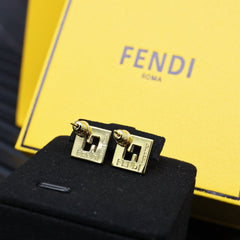 Full Diamond Square Letter Earrings