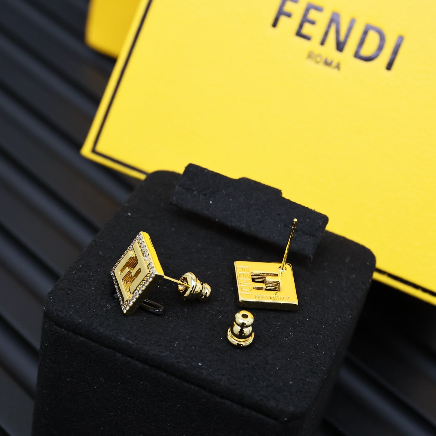 Full Diamond Square Letter Earrings