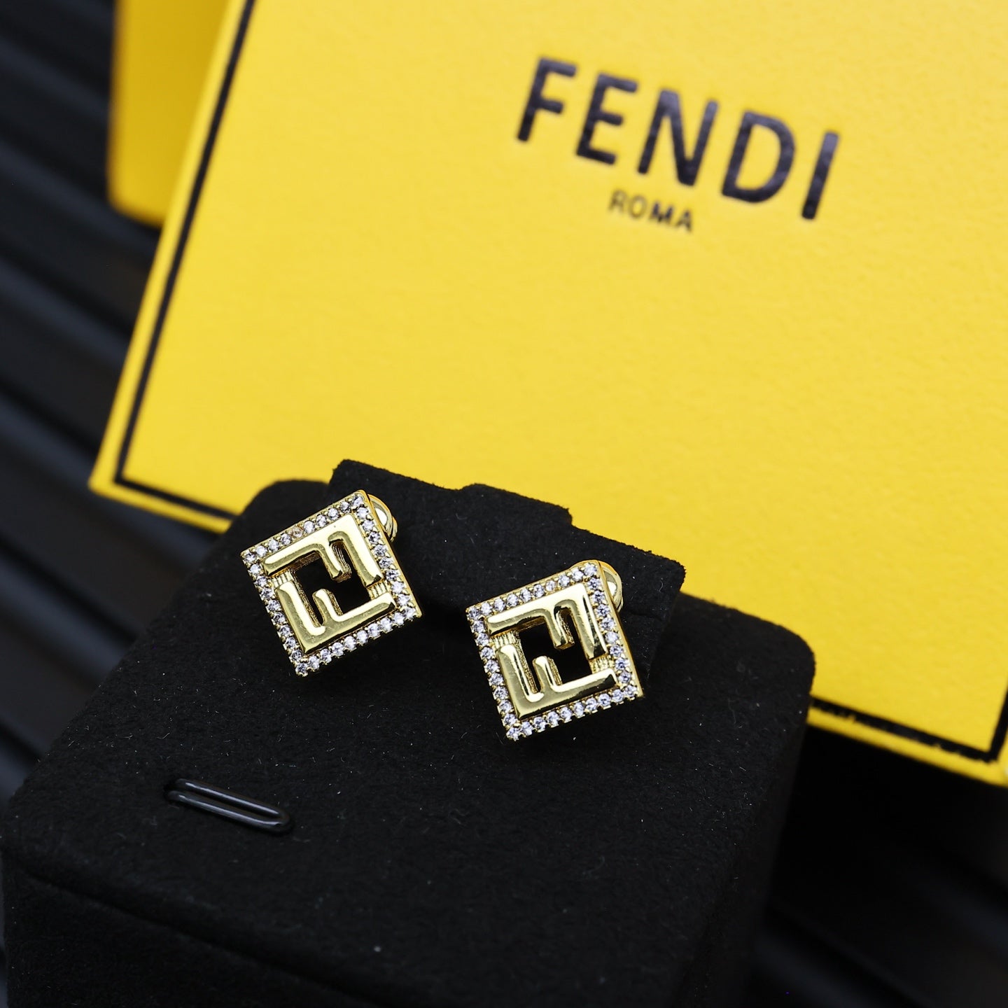Full Diamond Square Letter Earrings