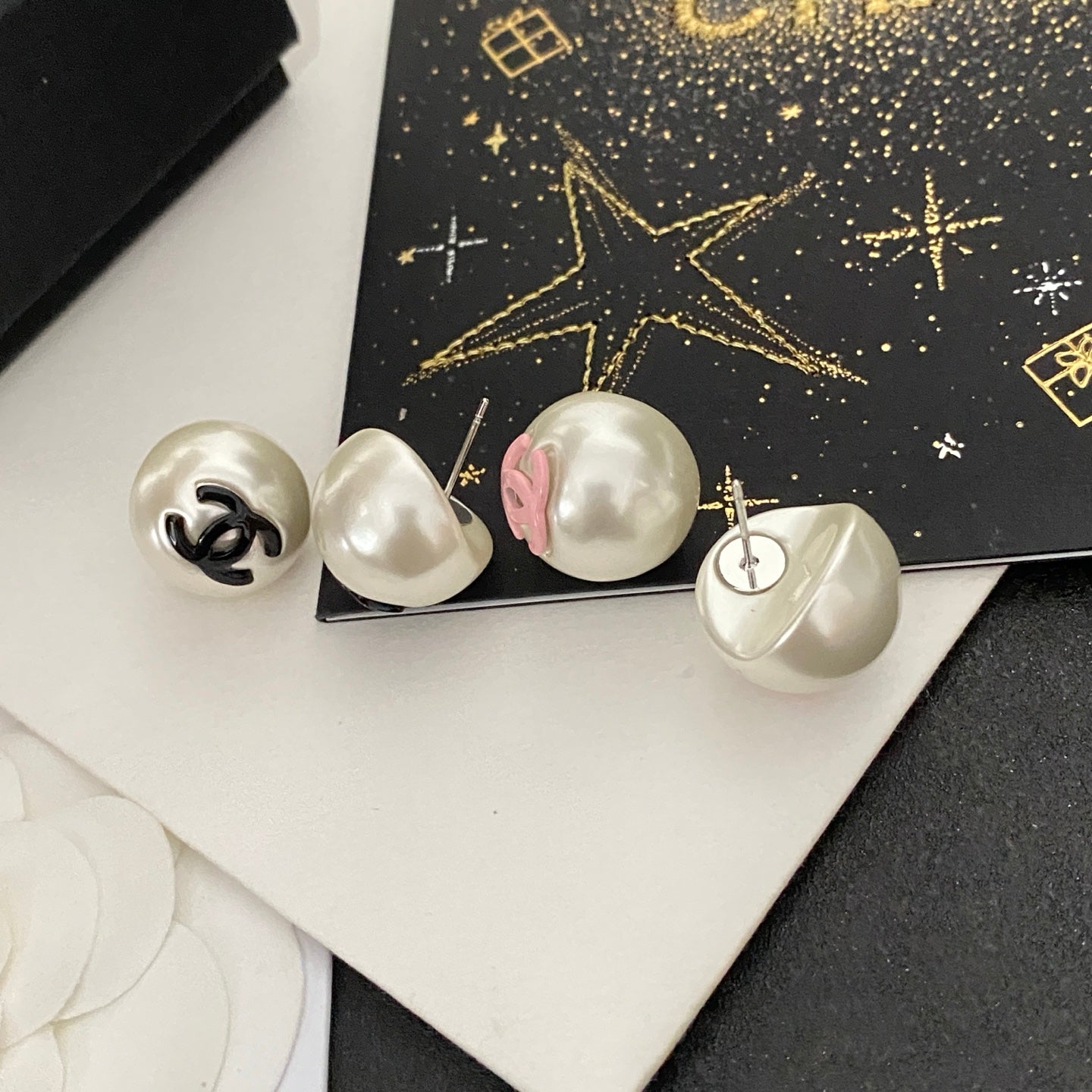 Stylish Enamel Pearl Earrings