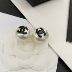 Stylish Enamel Pearl Earrings