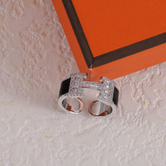 Enamel Diamond Open Ring