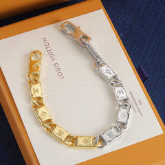 Gold and silver color-block metal bracelet