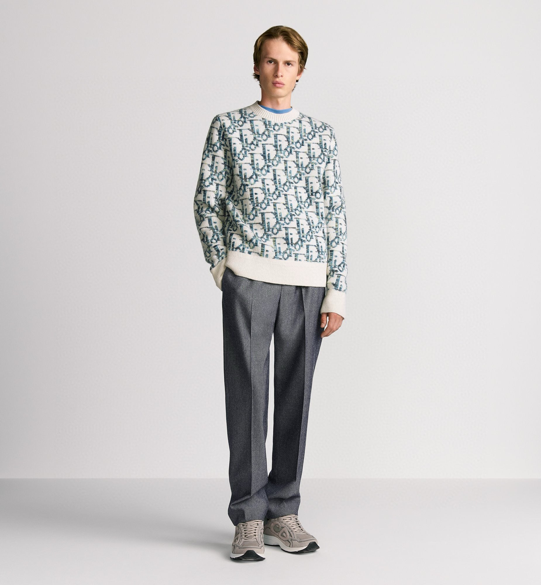 Knitted jacquard cashmere sweatshirt