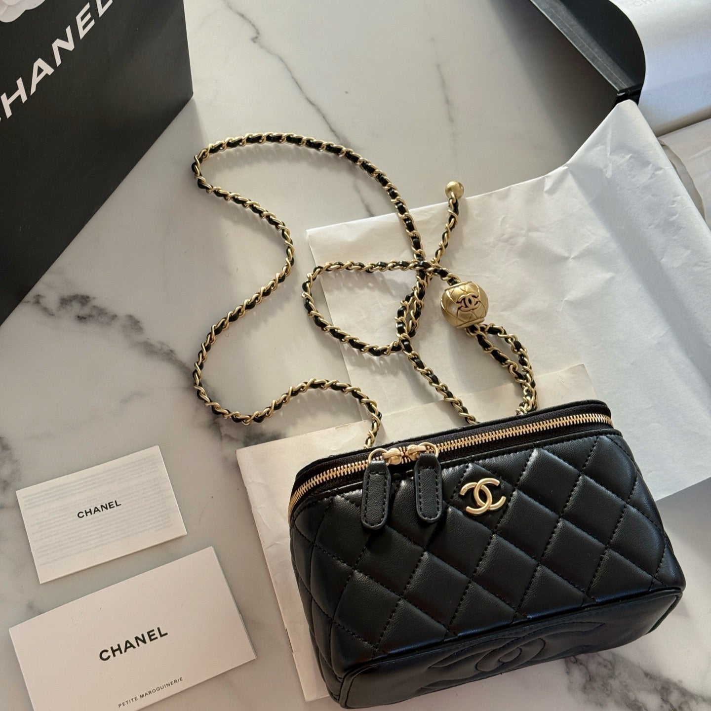 Mini Golden Ball Chain Box Bag