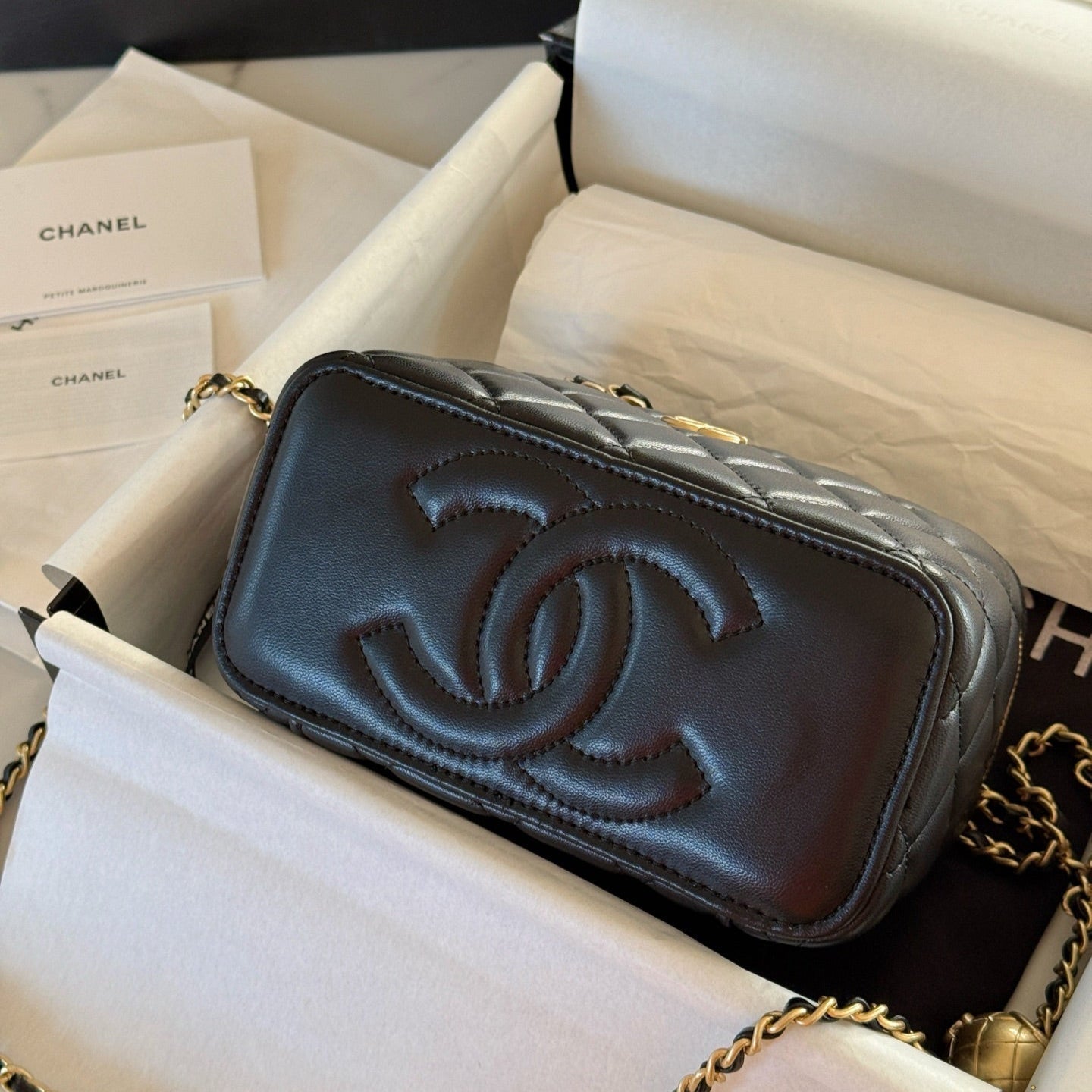Mini Golden Ball Chain Box Bag