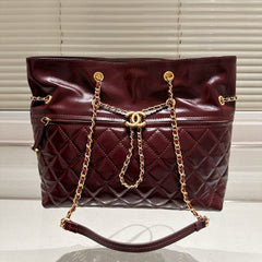 Diamond Pattern Drawstring Tote Shoulder Bag