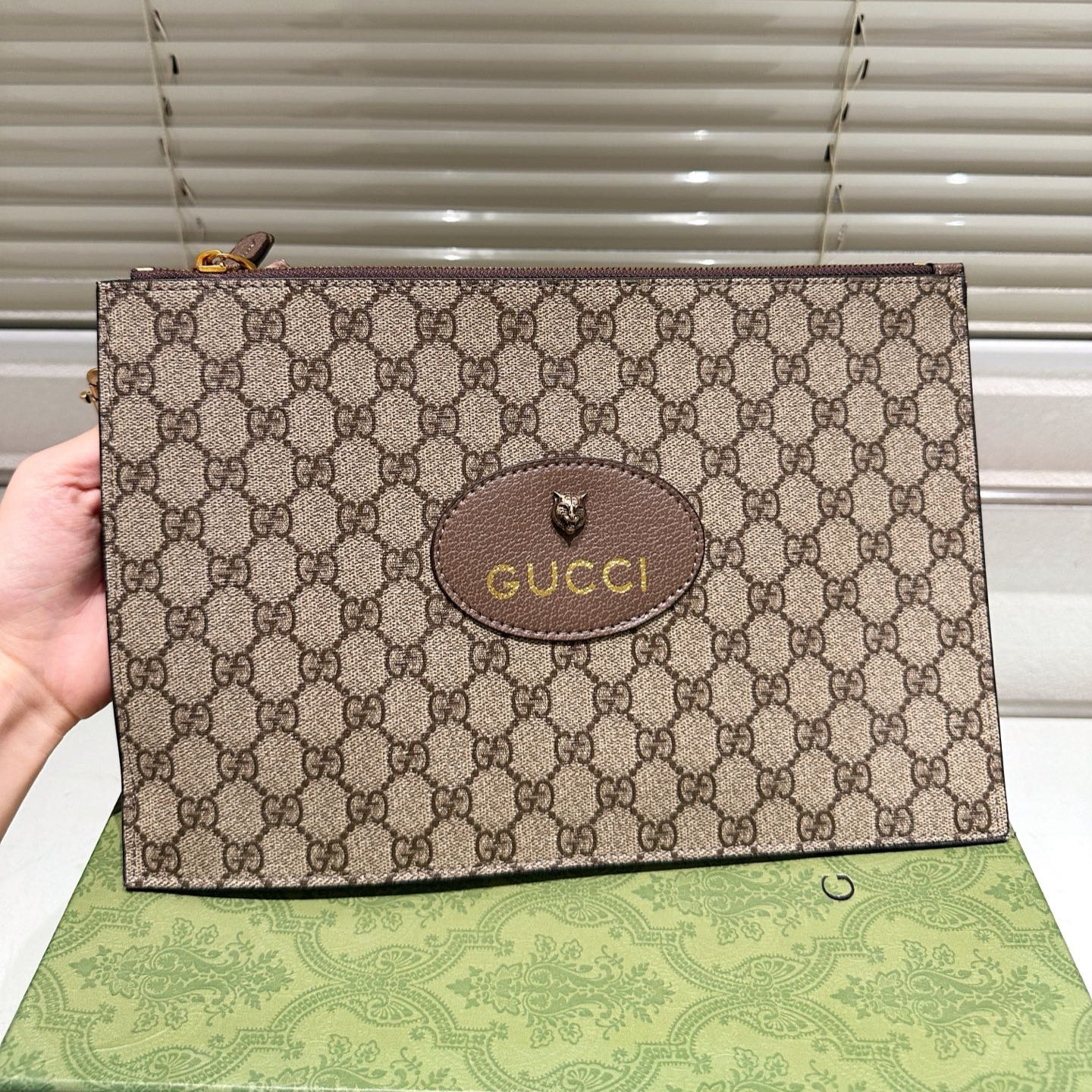 Tiger Logo Clutch Bag